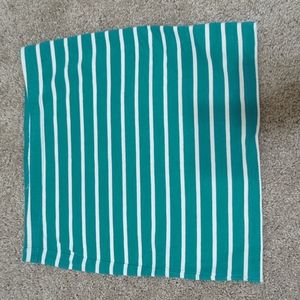 Turquoise/White Striped Bodycon Skirt, S